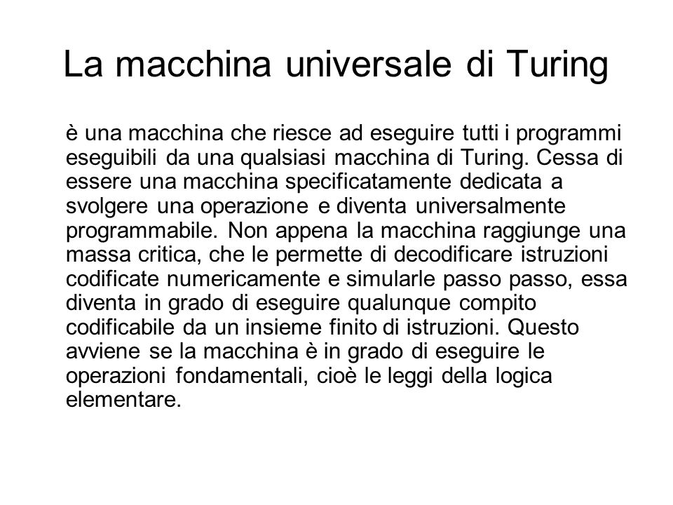 La macchina universale di Turing