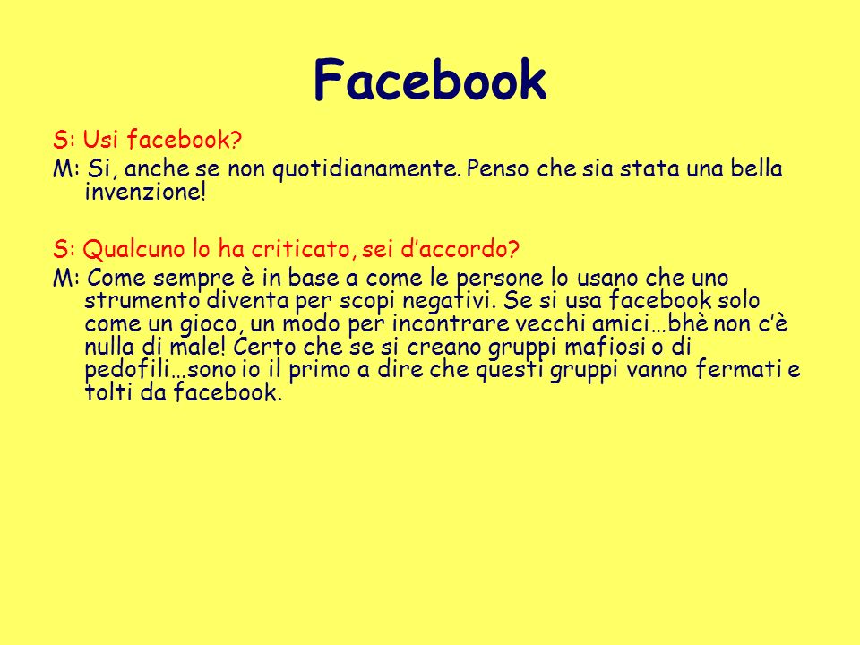 Facebook S: Usi facebook