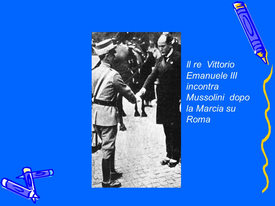 Il re Vittorio Emanuele III incontra Mussolini dopo la Marcia su Roma