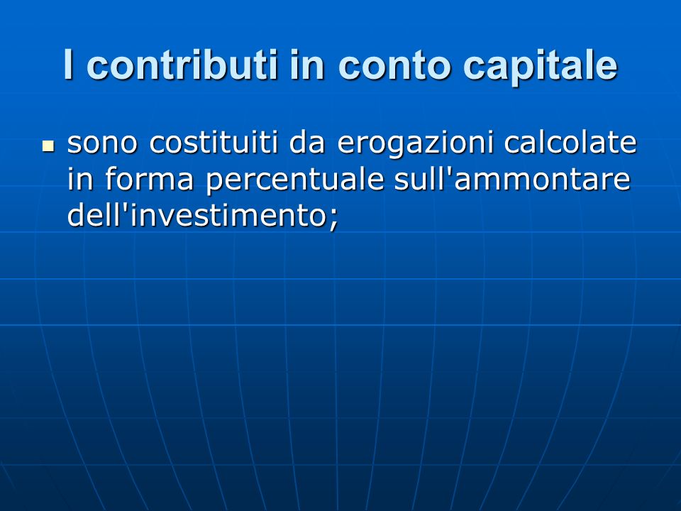 I contributi in conto capitale