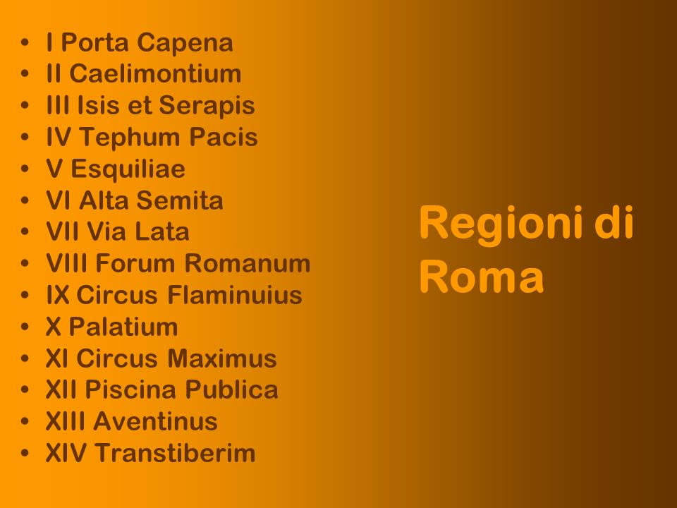 Regioni di Roma I Porta Capena II Caelimontium III Isis et Serapis