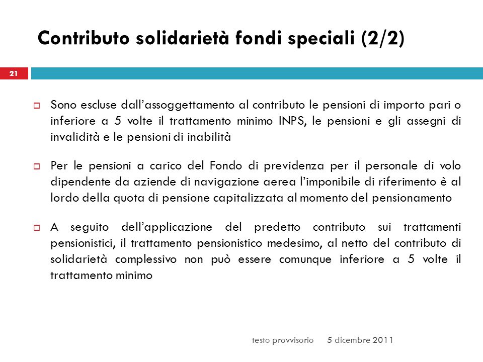 Contributo solidarietà fondi speciali (2/2)