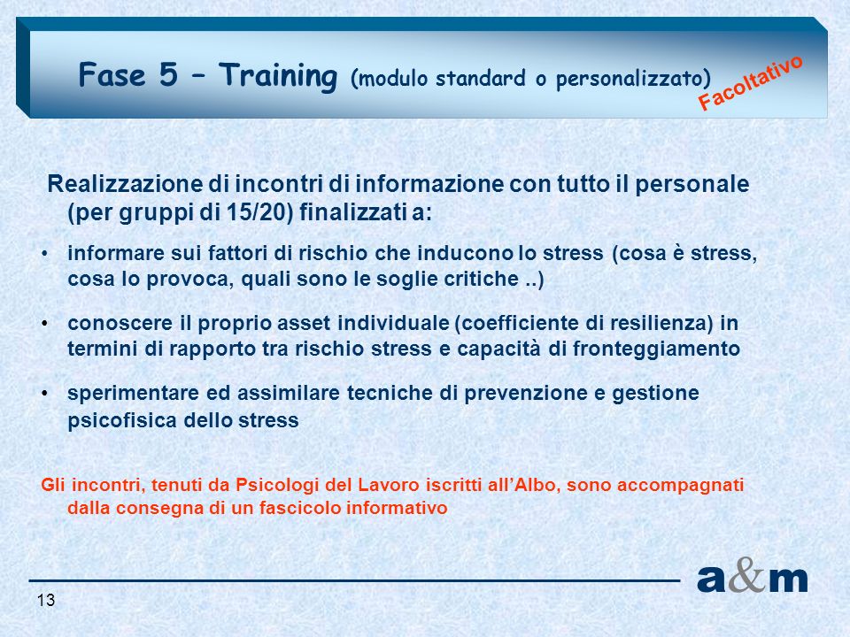 a&m Fase 5 – Training (modulo standard o personalizzato)