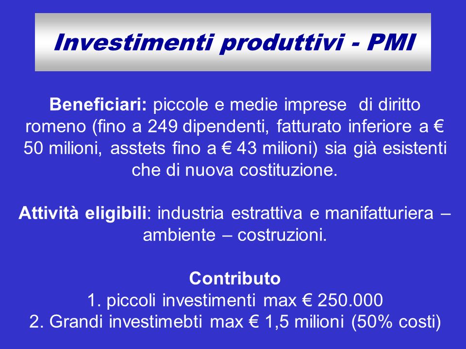 Investimenti produttivi - PMI