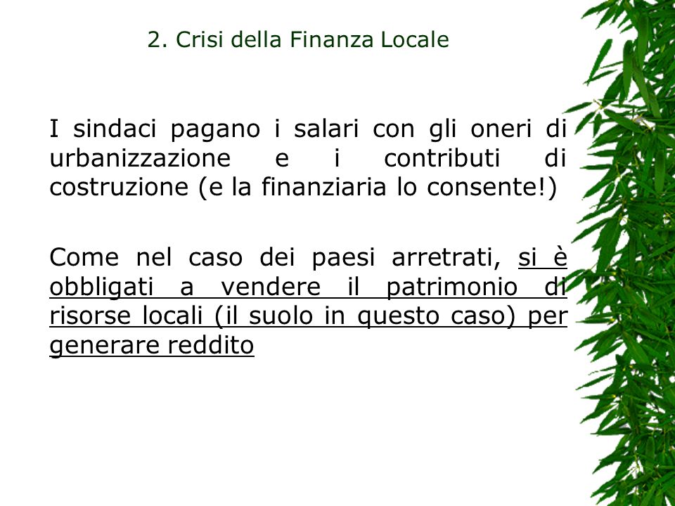 2. Crisi della Finanza Locale