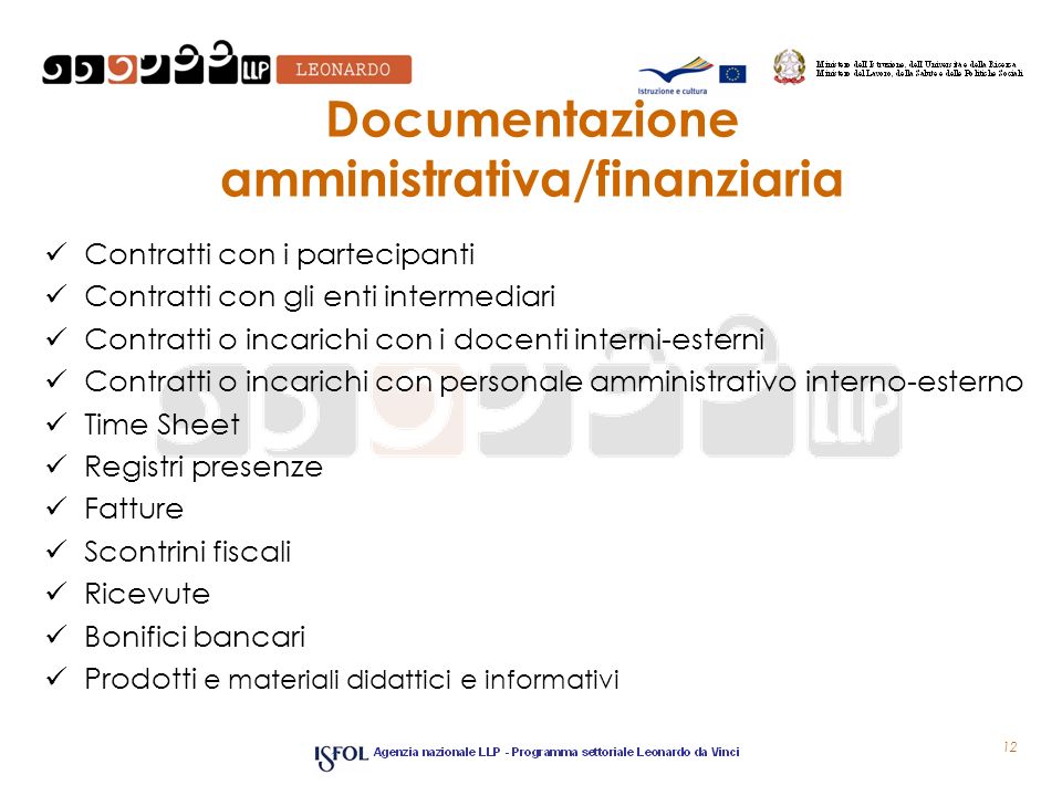 Documentazione amministrativa/finanziaria