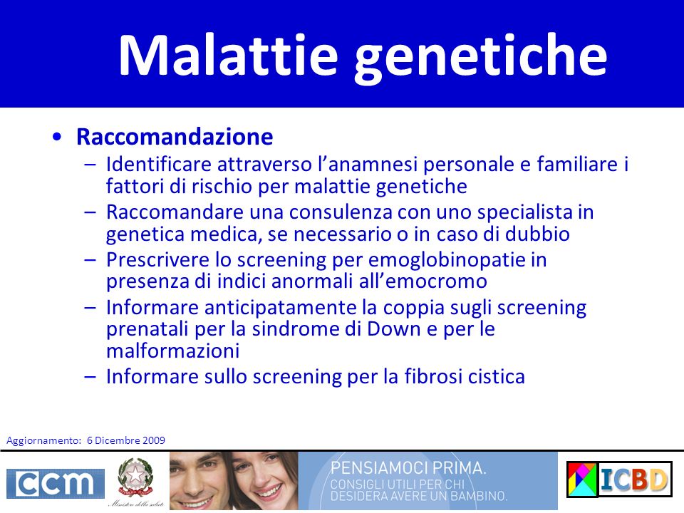 Malattie genetiche Raccomandazione