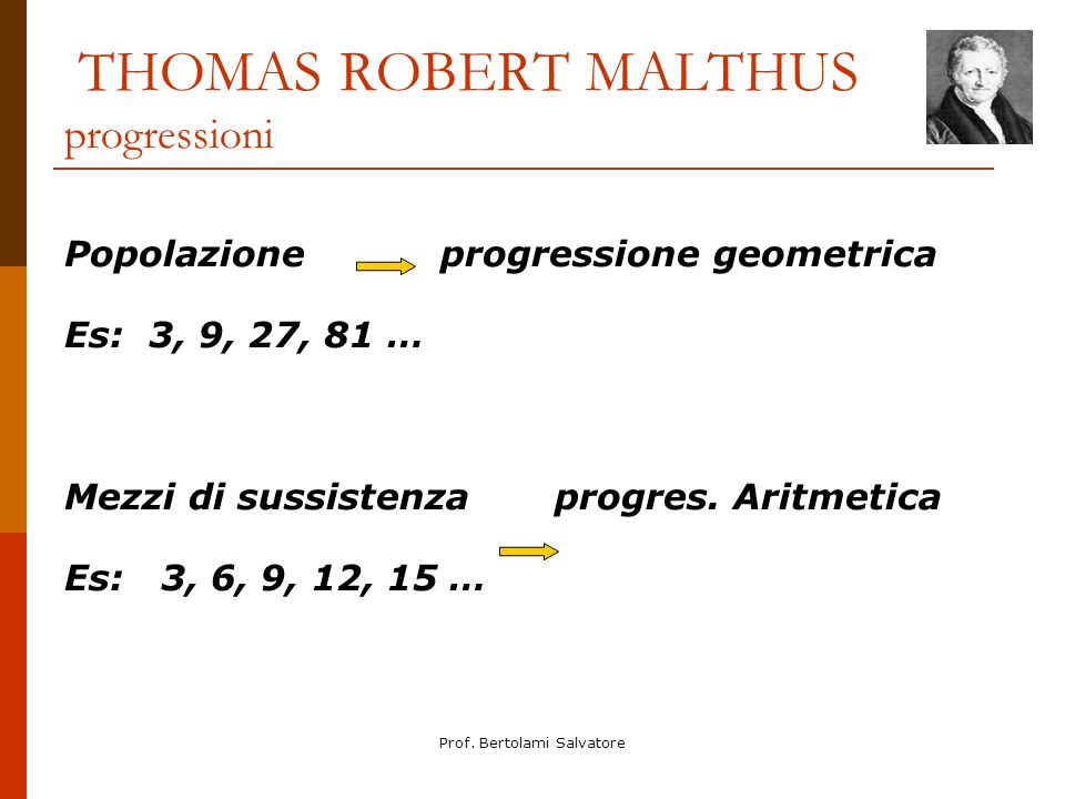 THOMAS ROBERT MALTHUS progressioni