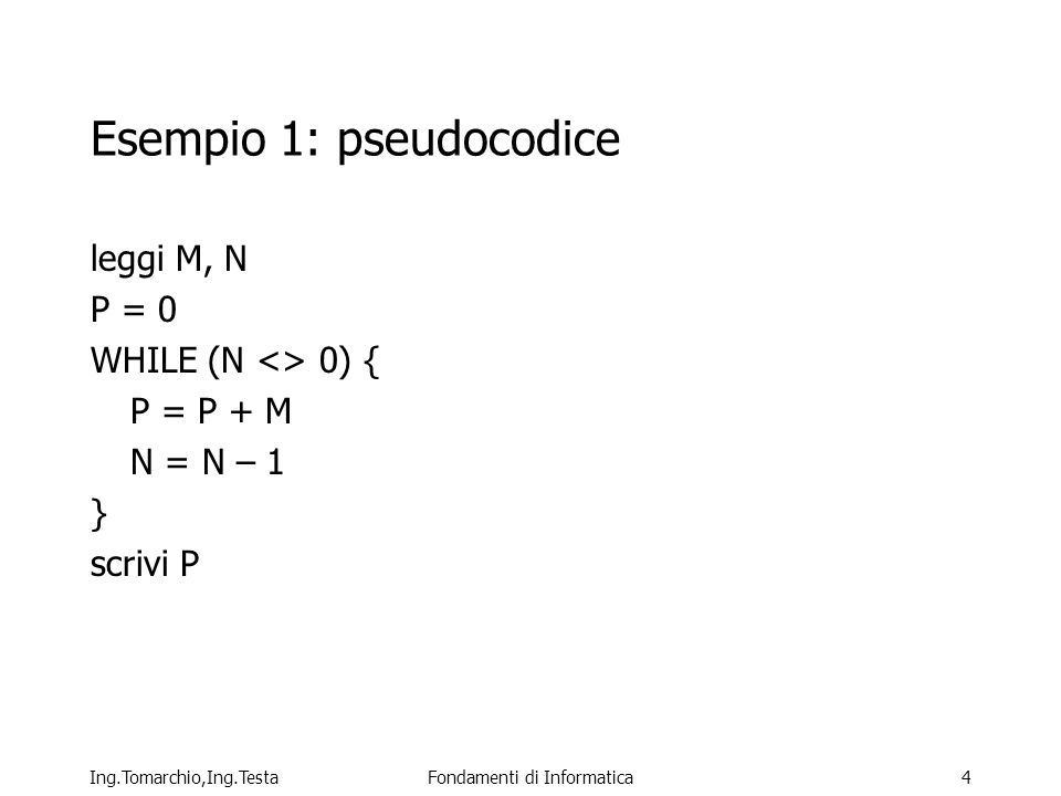 Esempio 1: pseudocodice