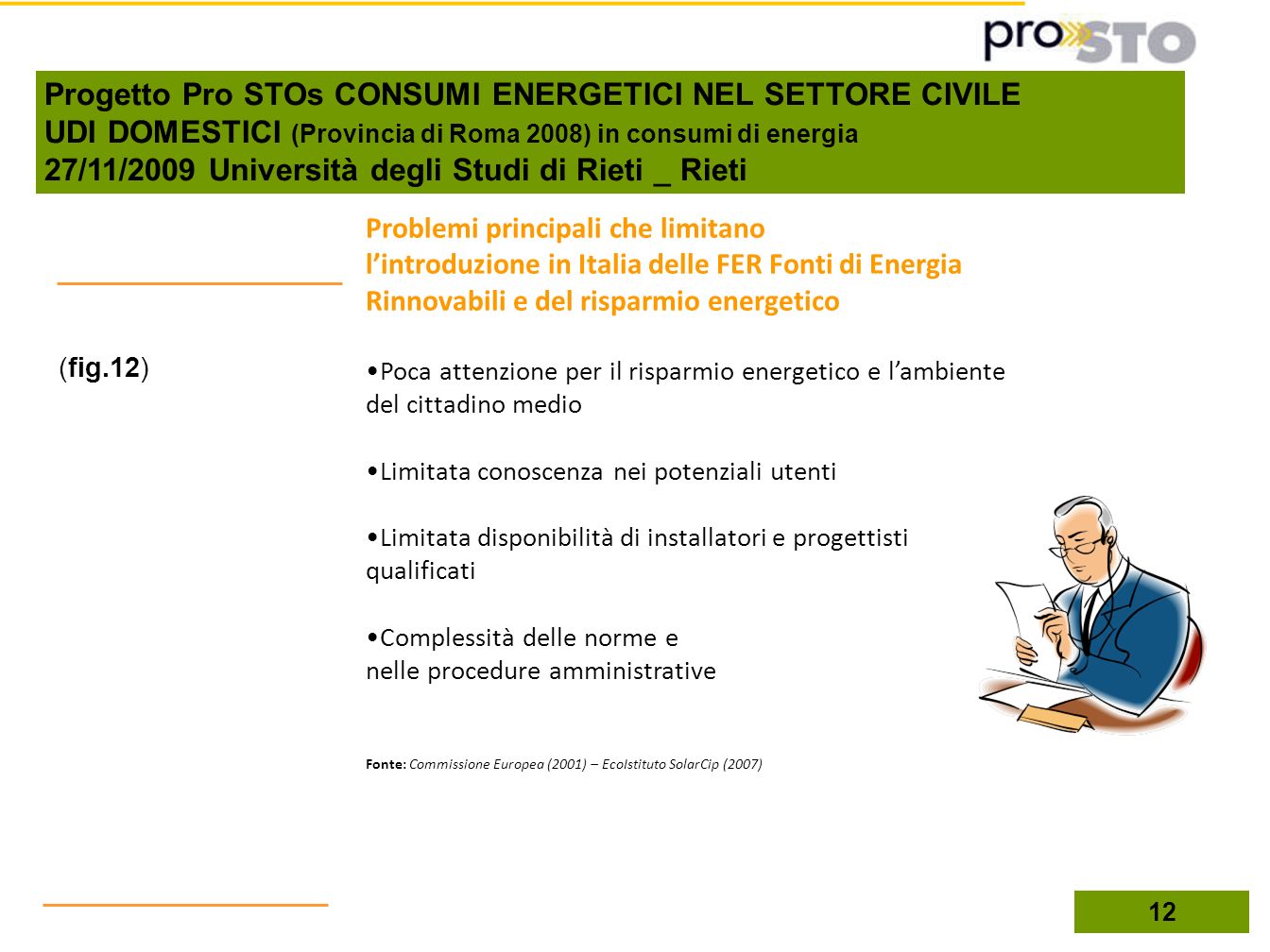 Progetto Pro STOs CONSUMI ENERGETICI NEL SETTORE CIVILE