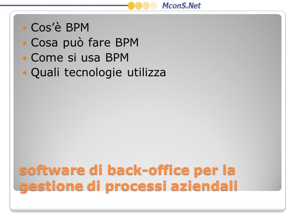 software di back-office per la gestione di processi aziendali