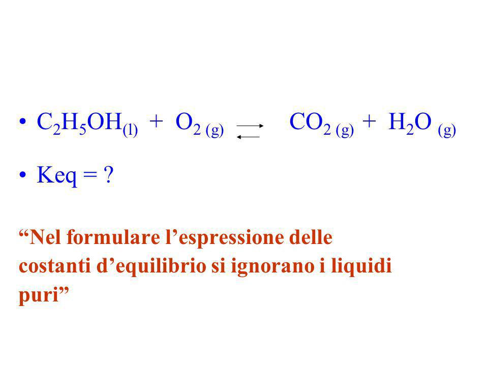 C2H5OH(l) + O2 (g) CO2 (g) + H2O (g) Keq =
