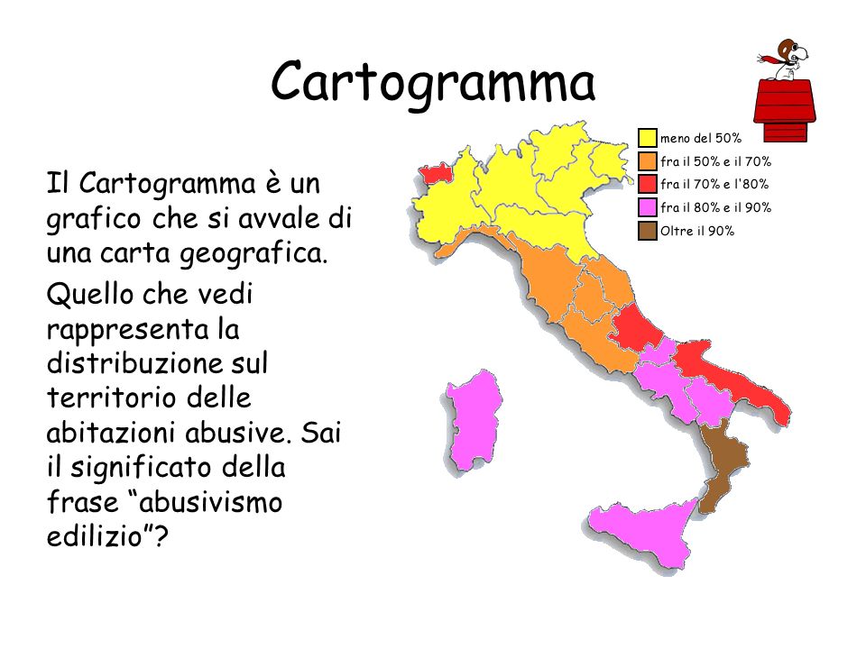 Cartogramma Il Cartogramma è un grafico che si avvale di una carta geografica.