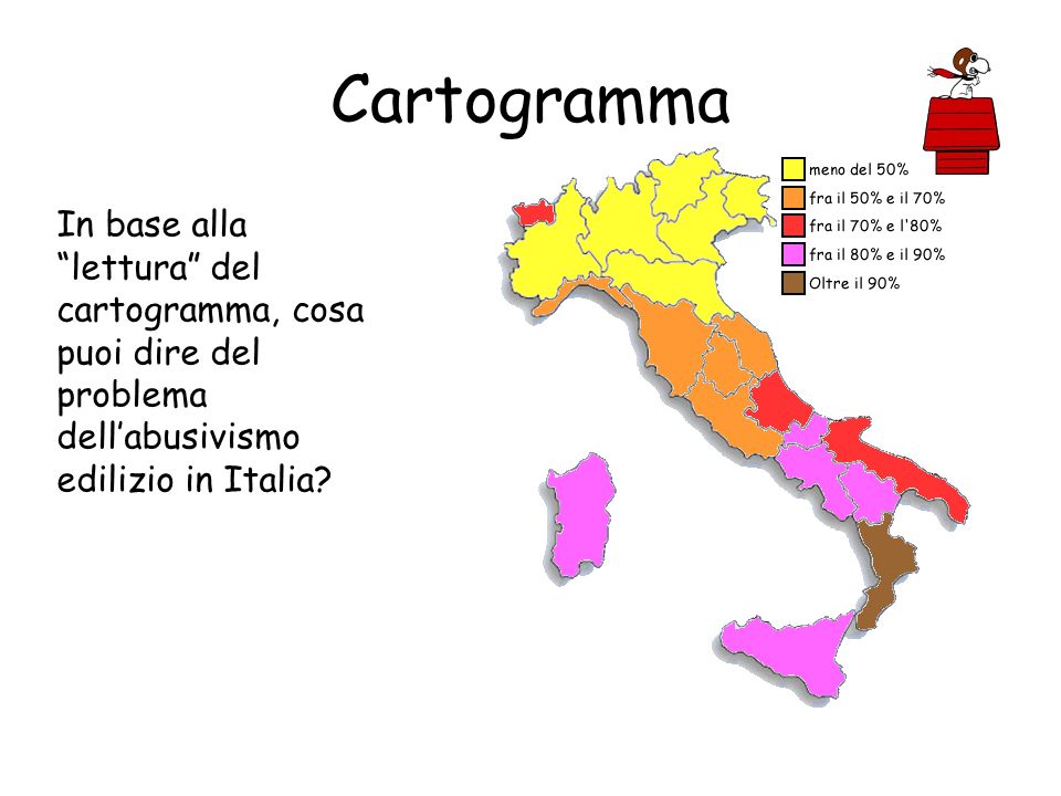 Cartogramma In base alla lettura del cartogramma, cosa puoi dire del problema dell’abusivismo edilizio in Italia