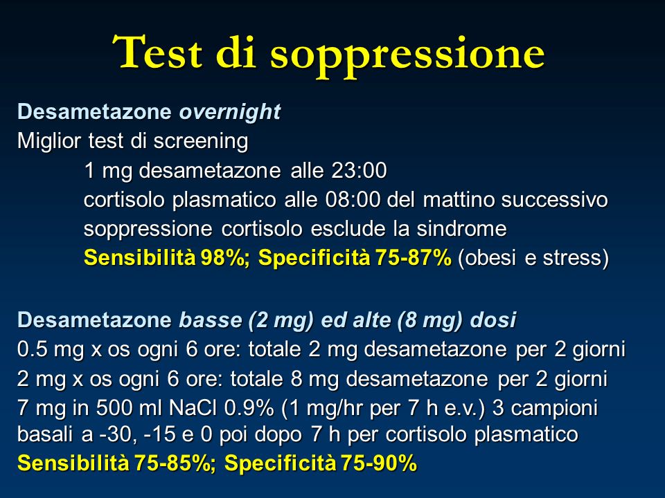 Test di soppressione Desametazone overnight Miglior test di screening