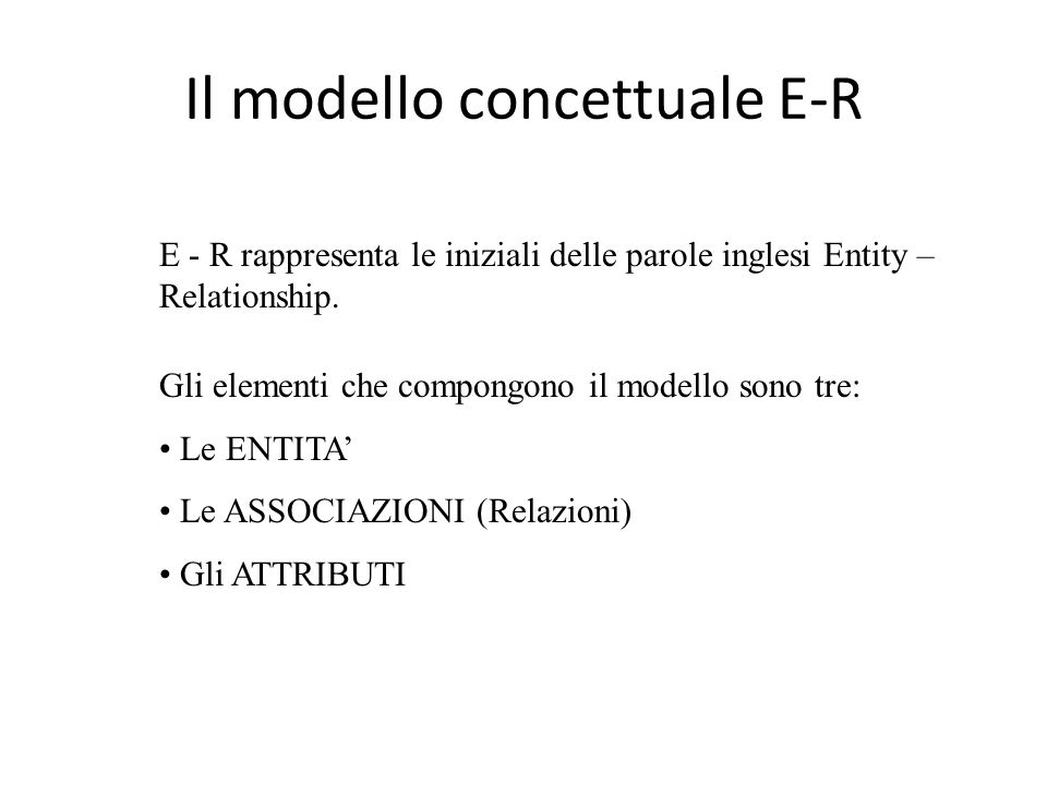 Il modello concettuale E-R