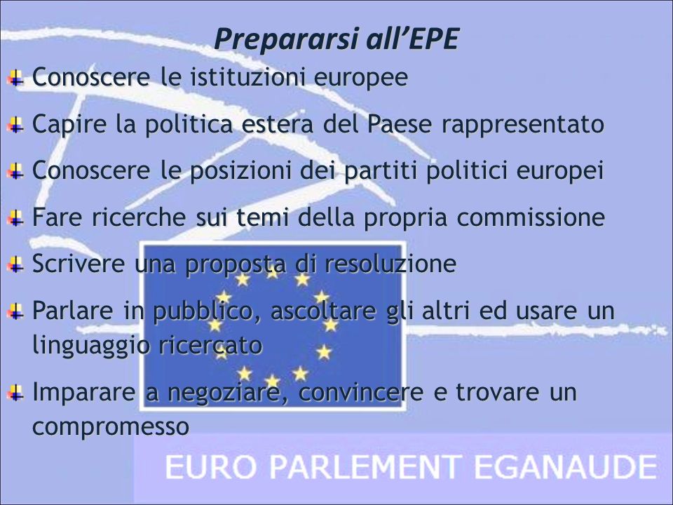 Prepararsi all’EPE Conoscere le istituzioni europee