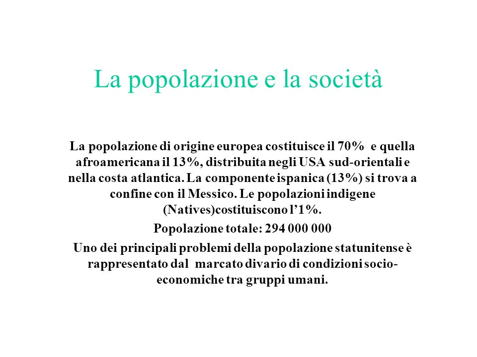 La popolazione e la società