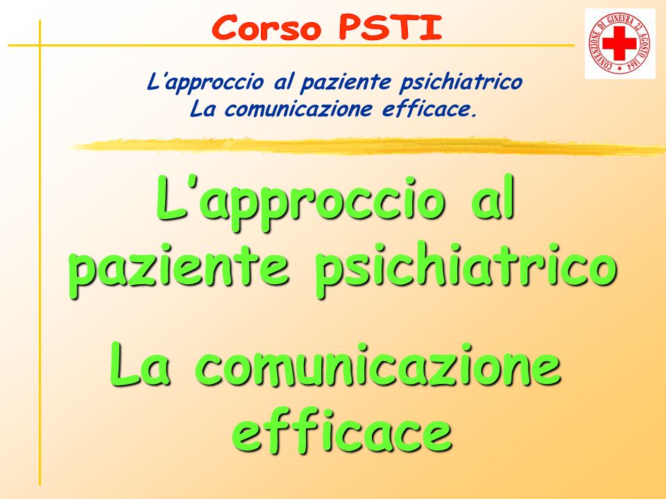 L’approccio al paziente psichiatrico La comunicazione efficace.