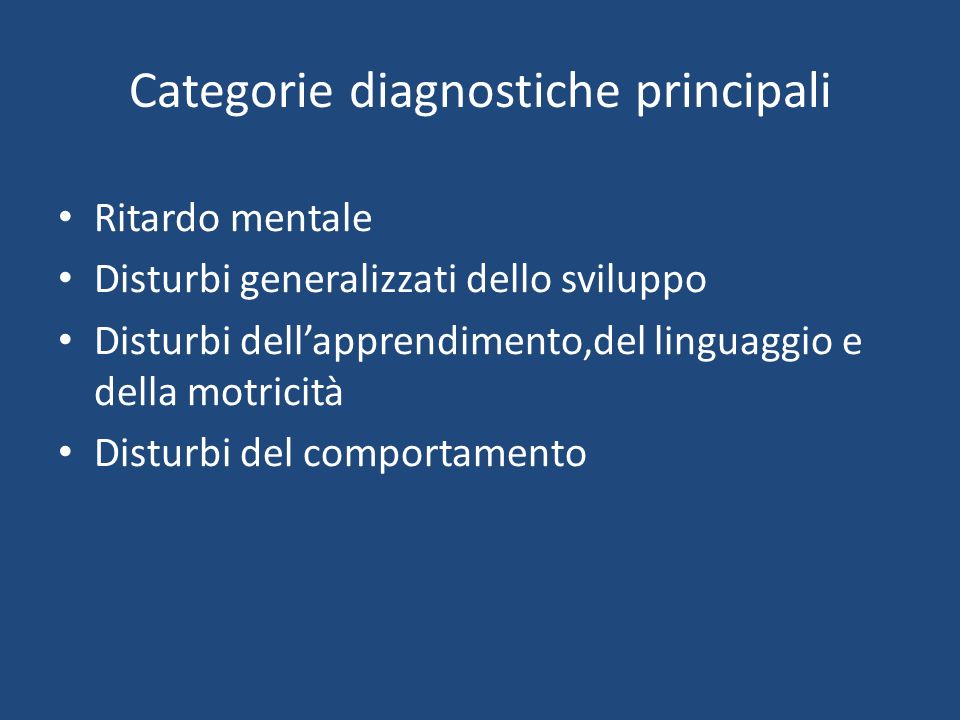 Categorie diagnostiche principali