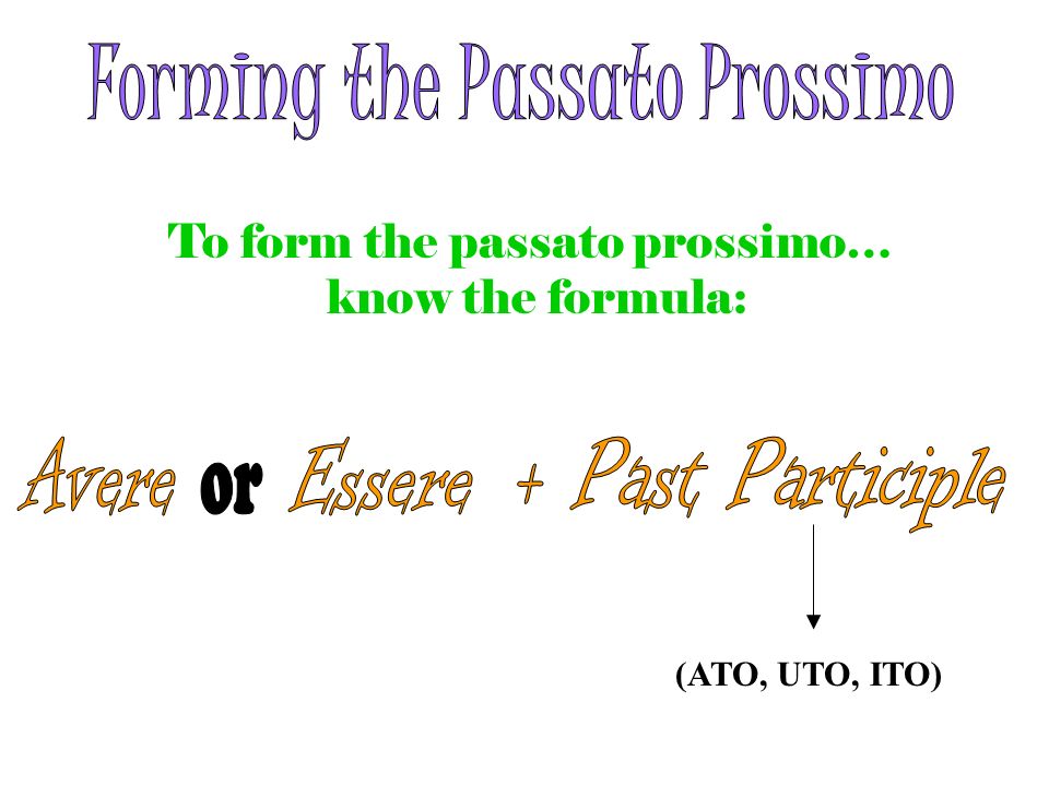 Forming the Passato Prossimo