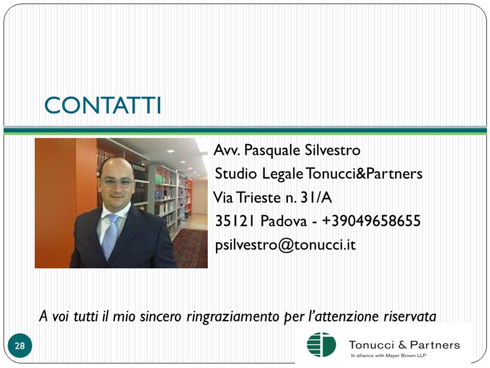 CONTATTI Avv. Pasquale Silvestro Studio Legale Tonucci&Partners