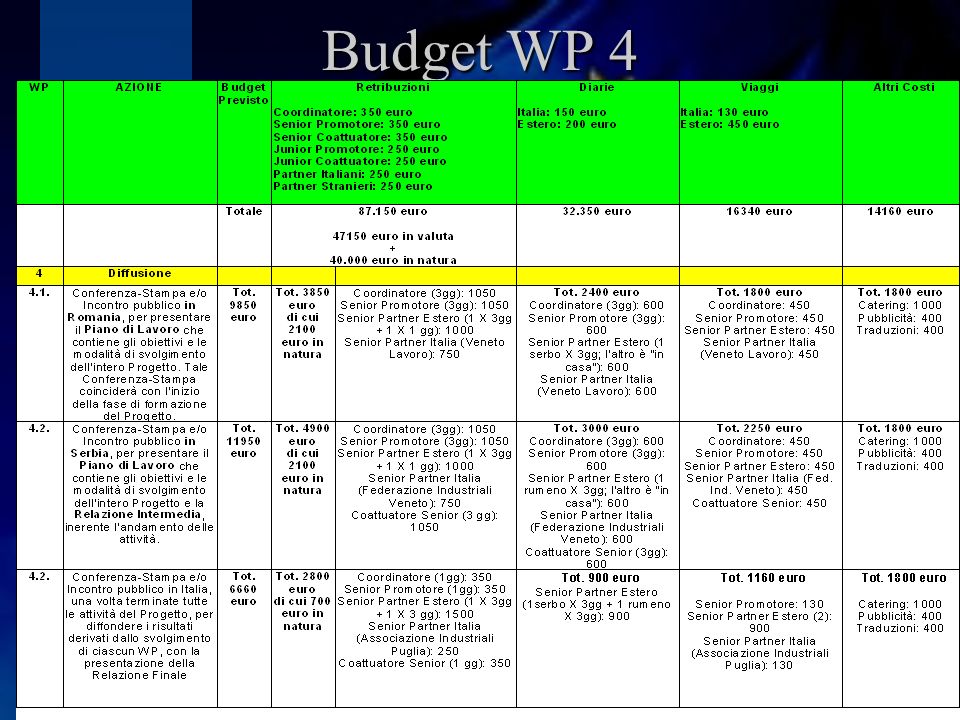Budget WP 4
