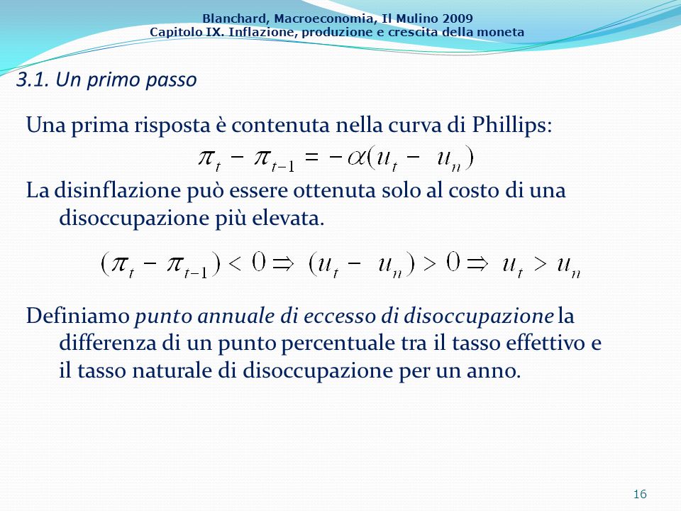3.1. Un primo passo Una prima risposta è contenuta nella curva di Phillips:
