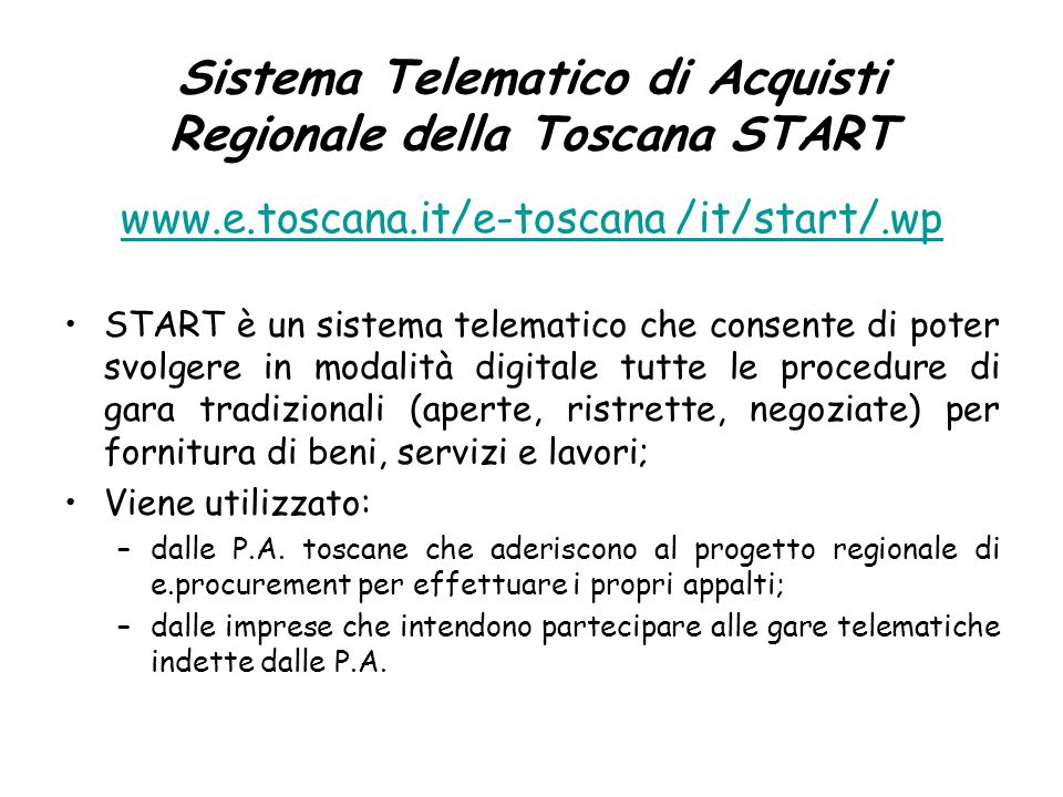 Sistema Telematico di Acquisti Regionale della Toscana START