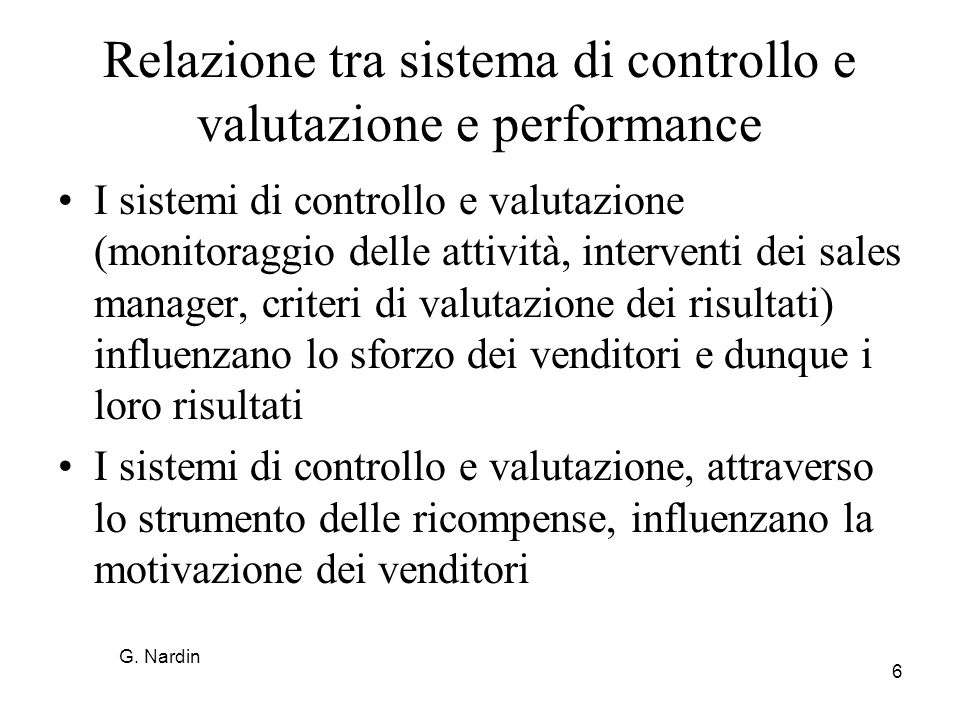 Relazione tra sistema di controllo e valutazione e performance