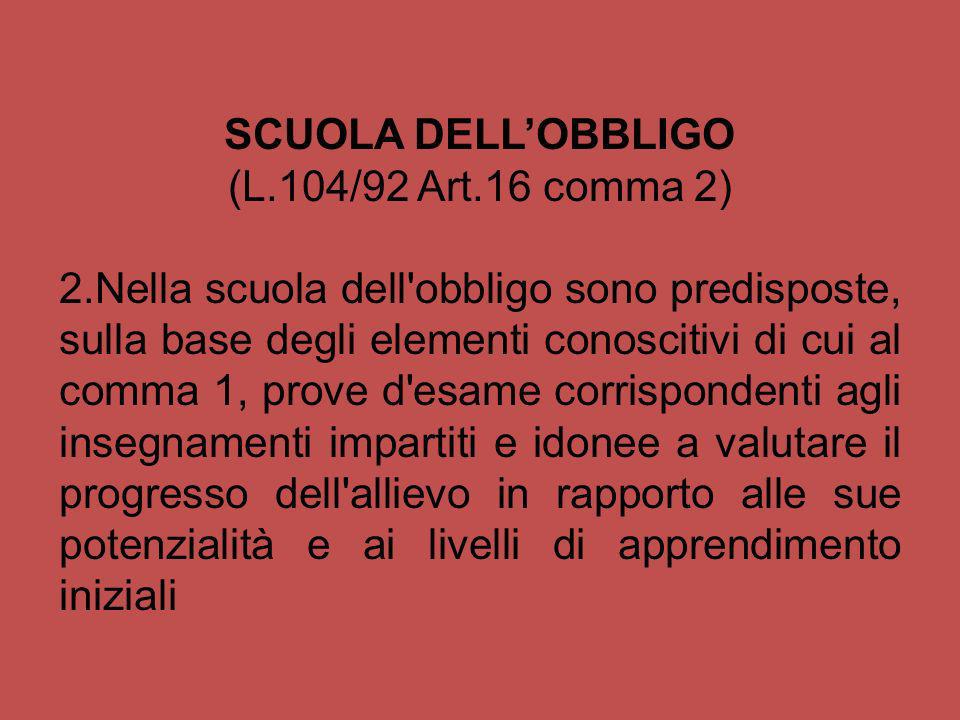 SCUOLA DELL’OBBLIGO (L.104/92 Art.16 comma 2)