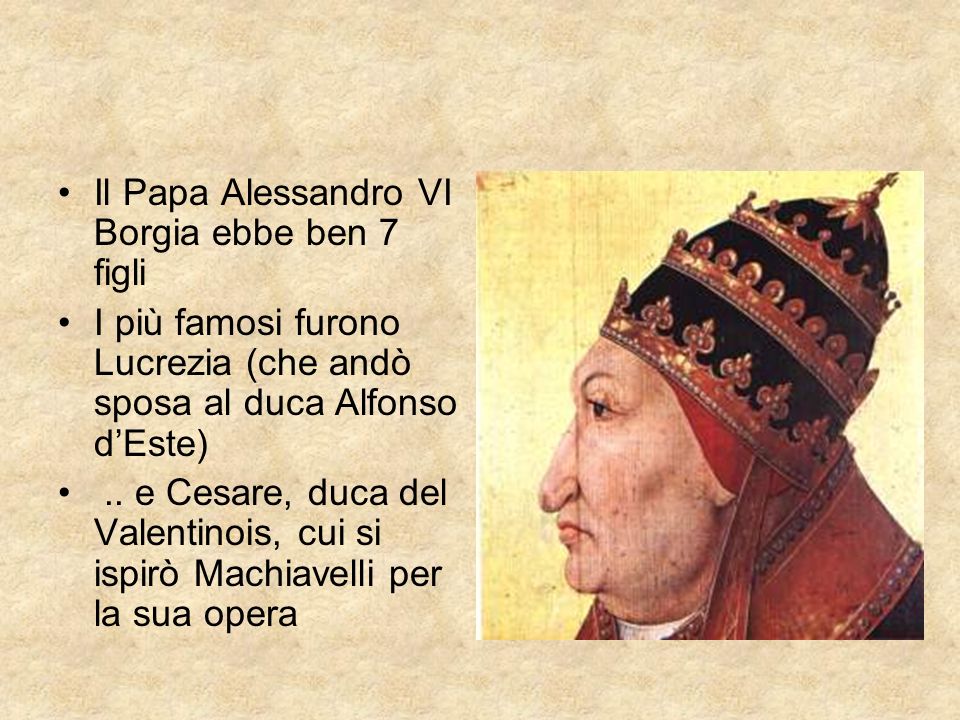 Il Papa Alessandro VI Borgia ebbe ben 7 figli