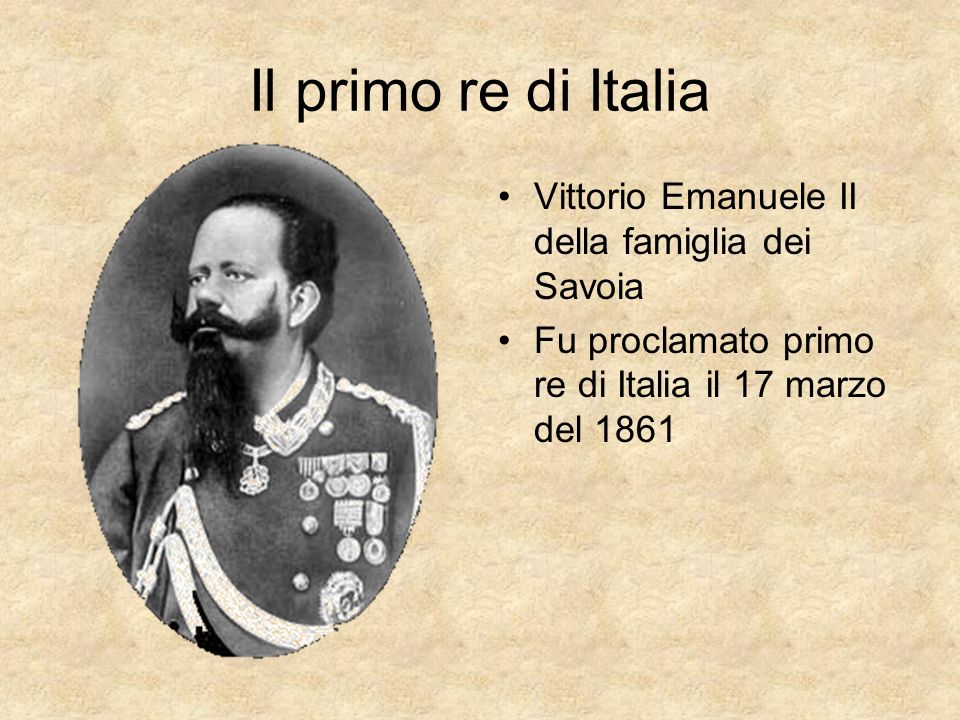 Il primo re di Italia Vittorio Emanuele II della famiglia dei Savoia