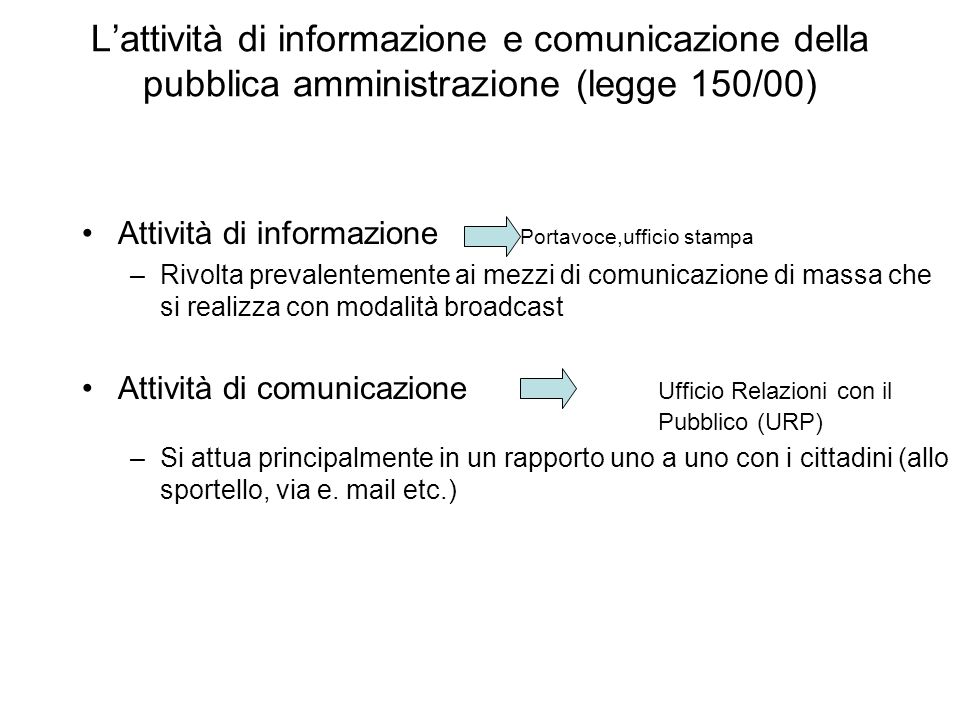 L’attività di informazione e comunicazione della pubblica amministrazione (legge 150/00)