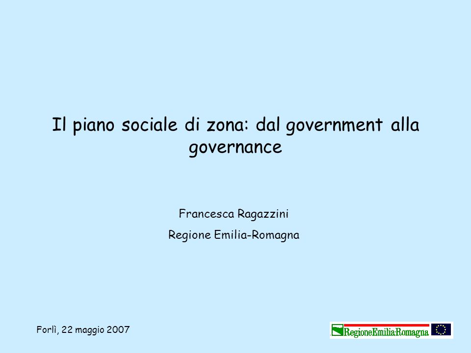 Il piano sociale di zona: dal government alla governance