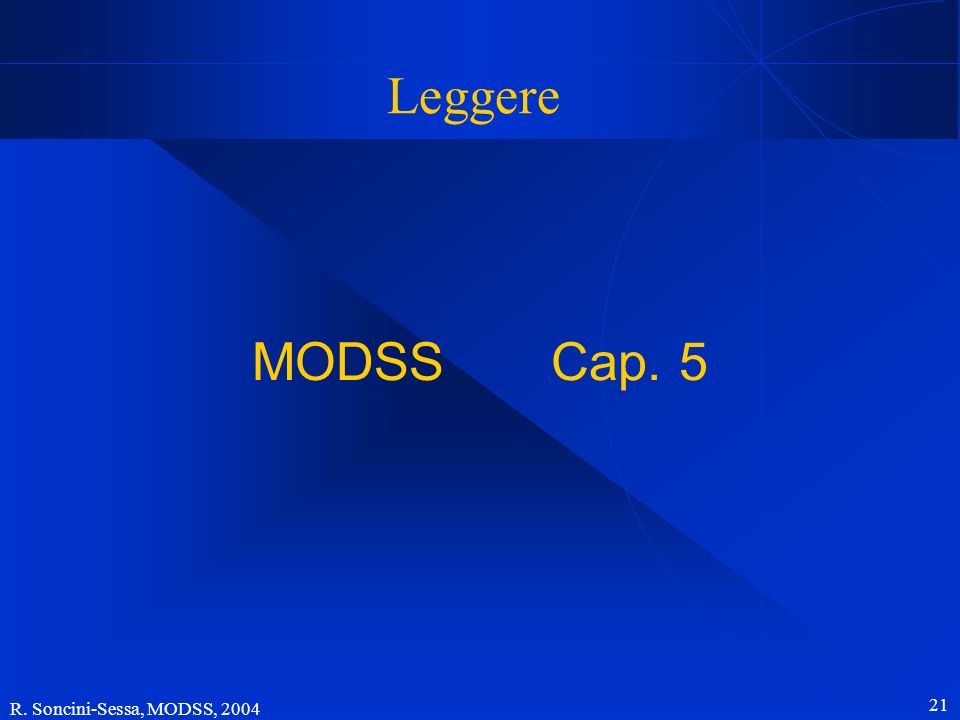 Leggere MODSS Cap. 5 R. Soncini-Sessa, MODSS, 2004