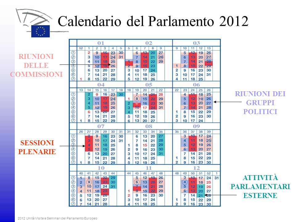 Calendario del Parlamento 2012