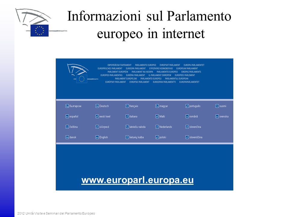 Informazioni sul Parlamento europeo in internet