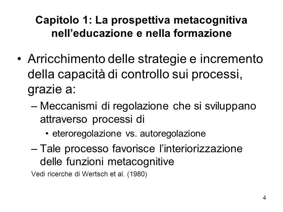 Capitolo 1: La prospettiva metacognitiva nell’educazione e nella formazione
