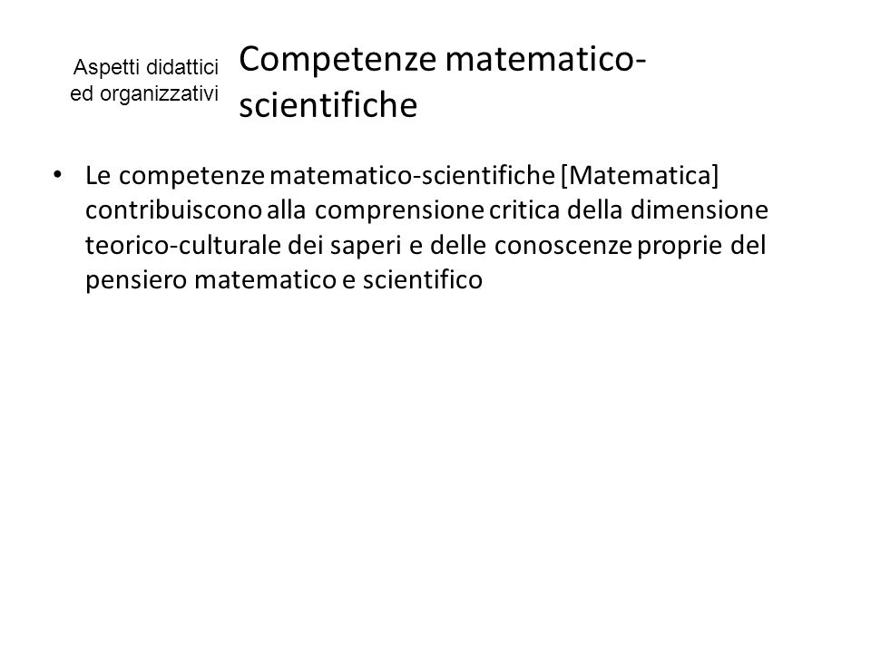 Competenze matematico-scientifiche