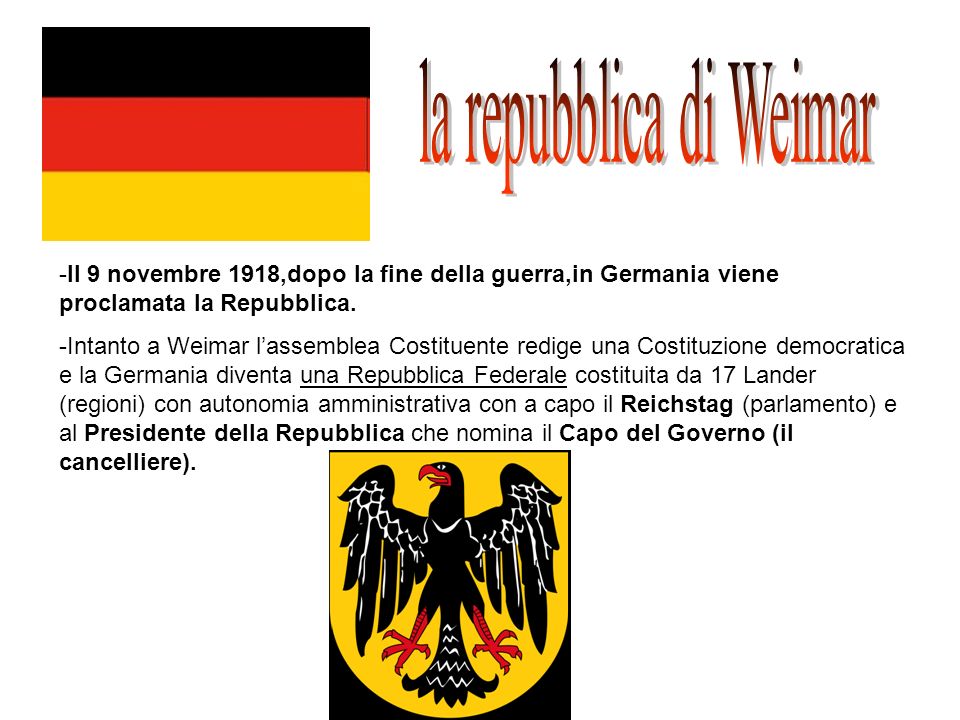 la repubblica di Weimar