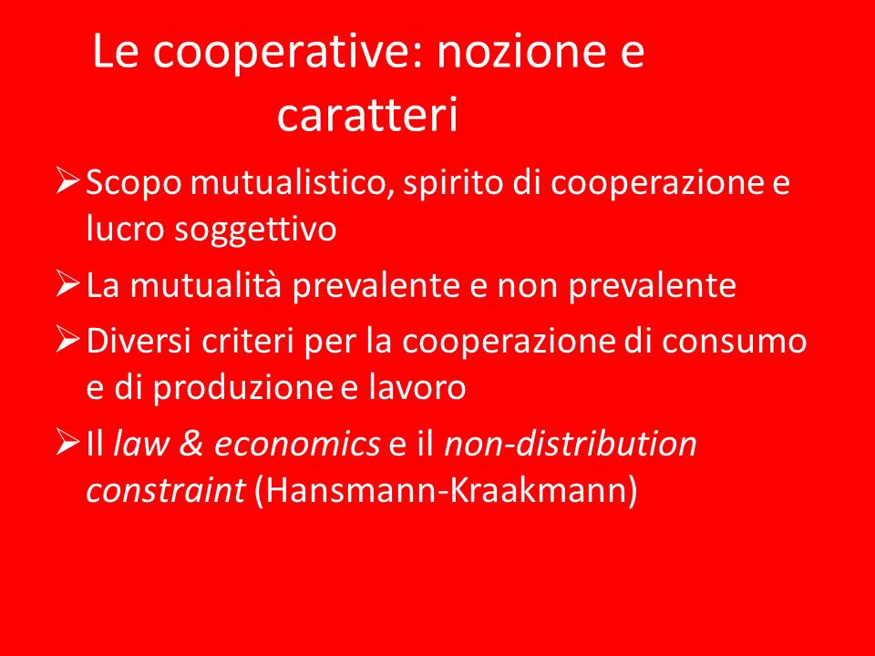 Le cooperative: nozione e caratteri