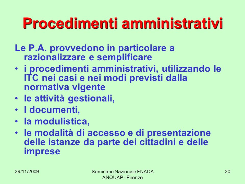 Procedimenti amministrativi