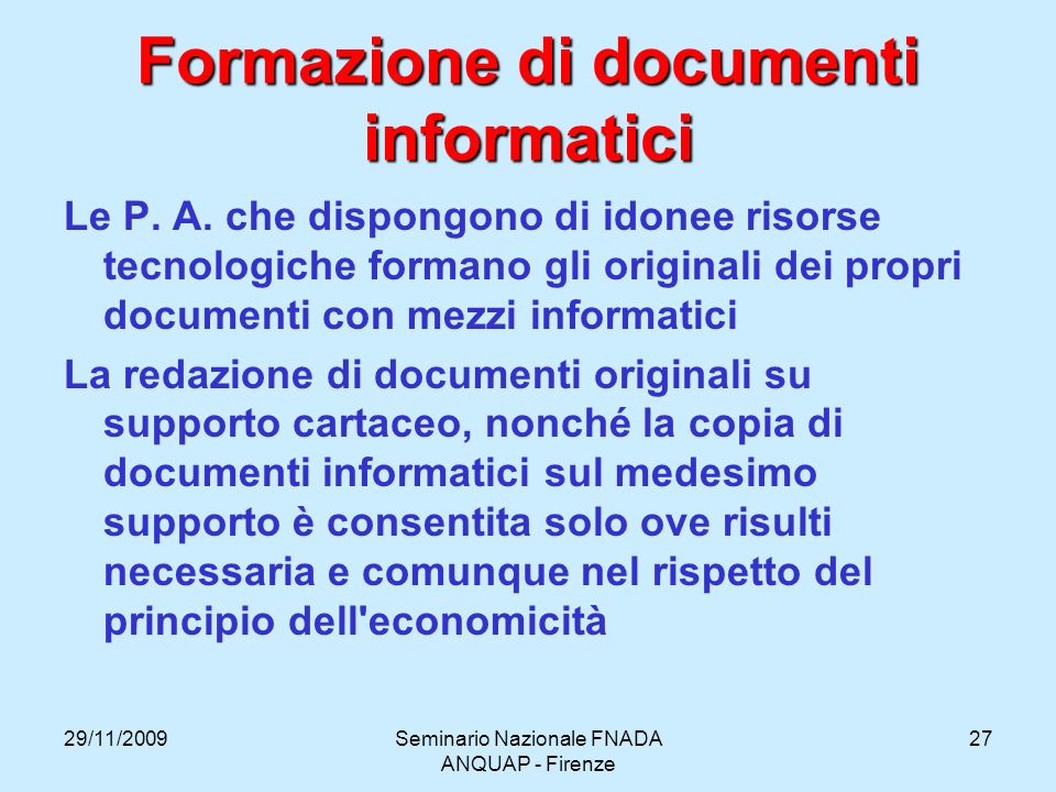 Formazione di documenti informatici