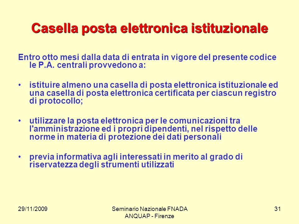 Casella posta elettronica istituzionale