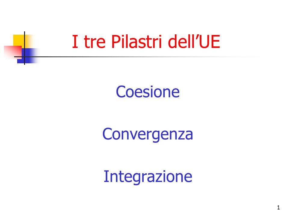 I tre Pilastri dell’UE Coesione Convergenza Integrazione