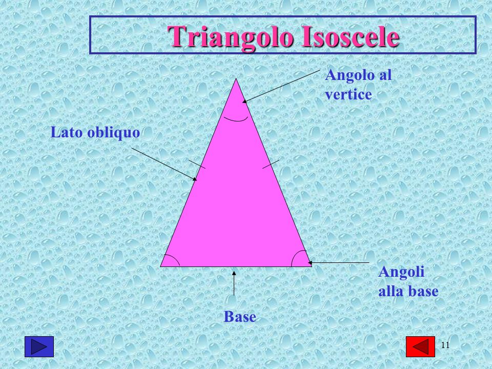 Triangolo Isoscele Angolo al vertice Lato obliquo Angoli alla base