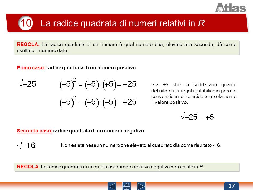 10 La radice quadrata di numeri relativi in R