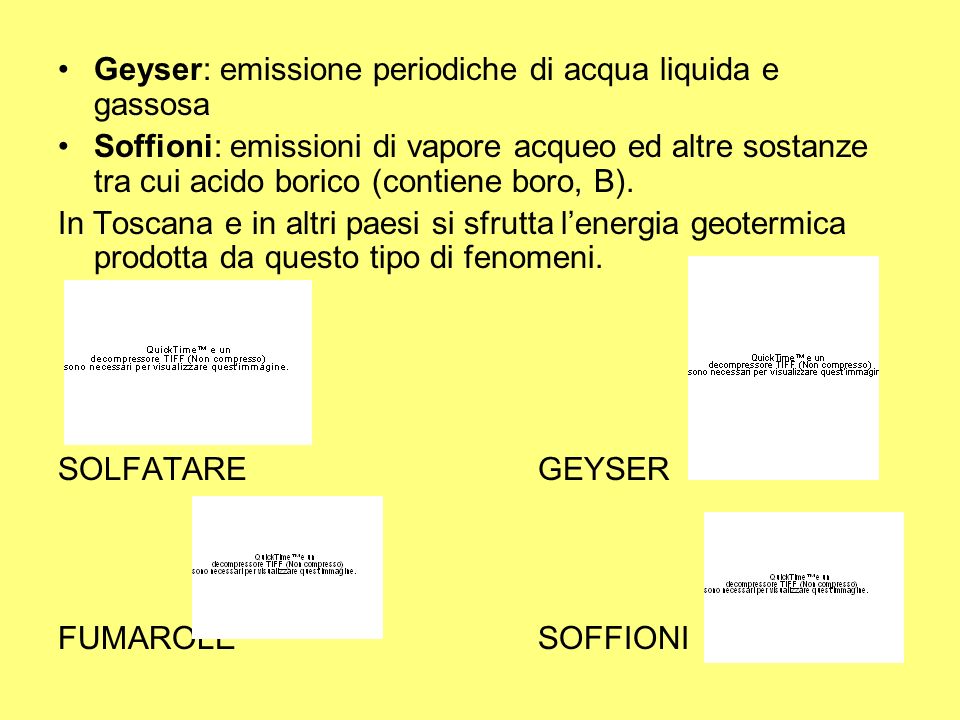 Geyser: emissione periodiche di acqua liquida e gassosa