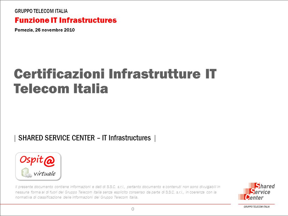 Certificazioni Infrastrutture IT Telecom Italia